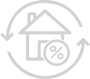 Home with arrows in circle around it