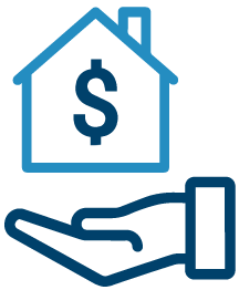 Hand holding house with dollar icon